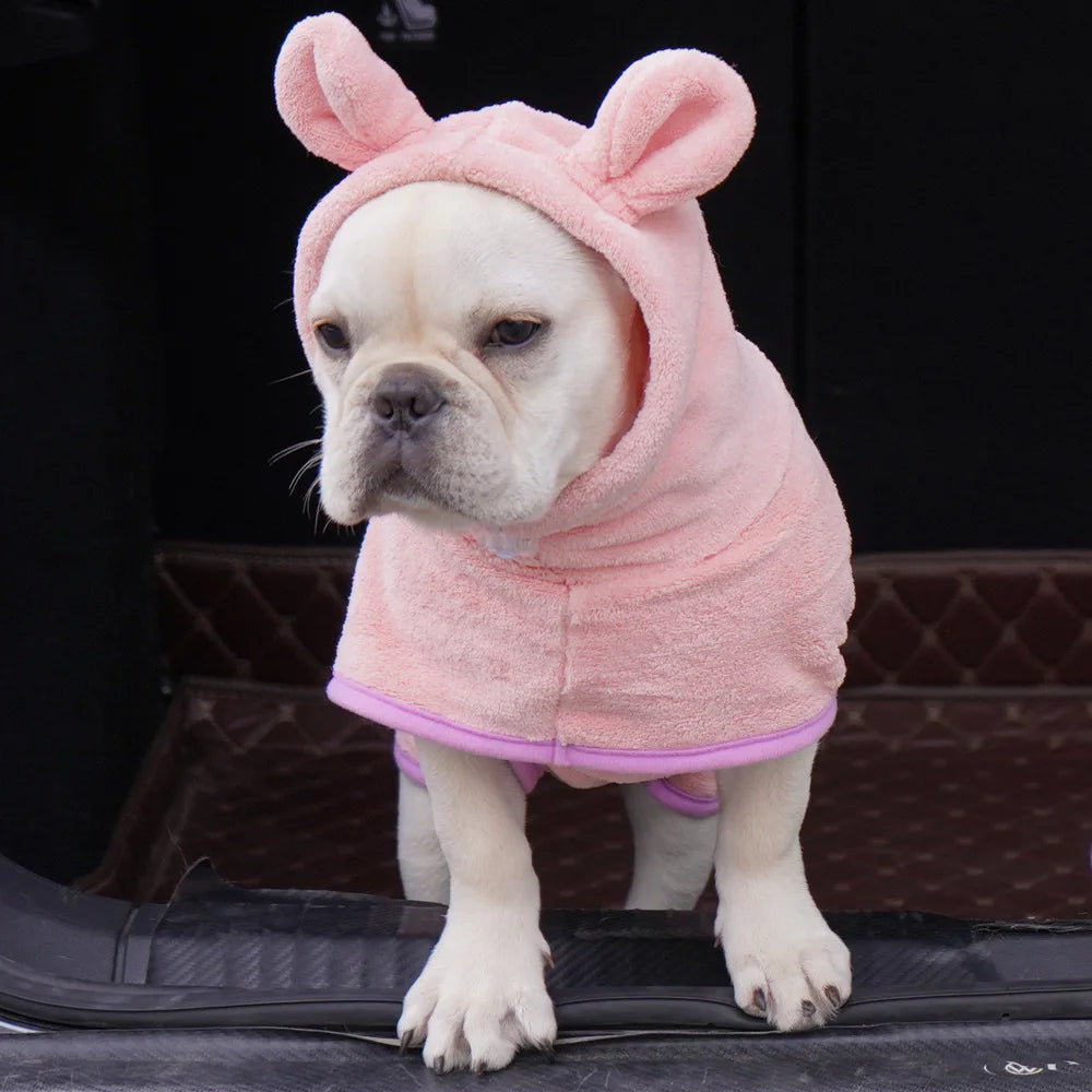 Super Absorbent Hooded Pet Bathrobe for Dogs & Cats