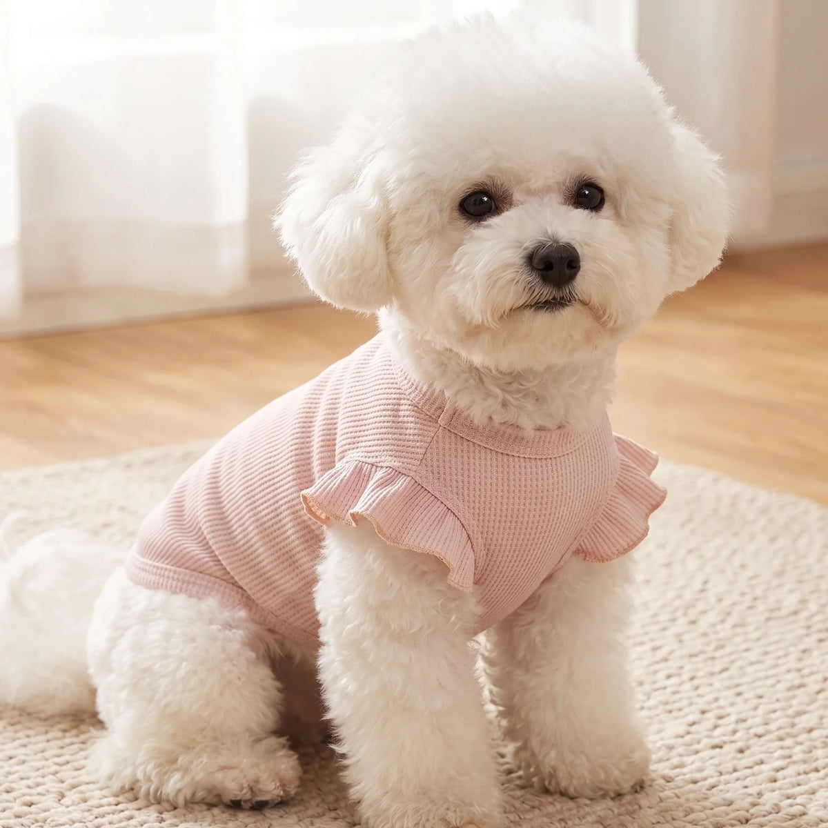 Cute Waffle Ruffle Sleeve Pet T-Shirt