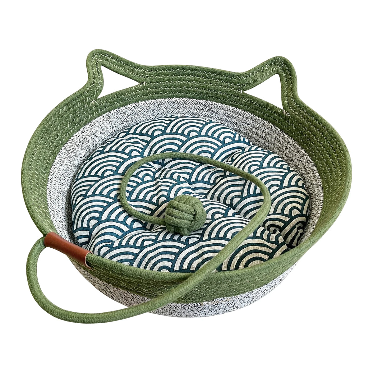 Round Hand Woven Wear-resistant Cat Bed