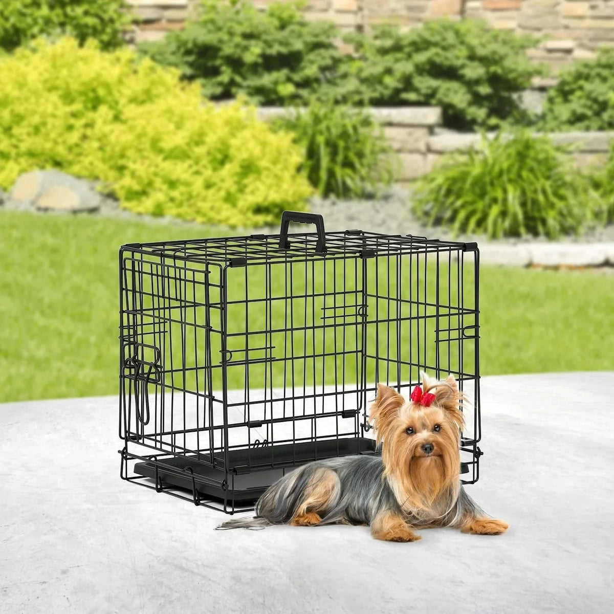 Collapsible Dog Kennel | Foldable Metal Crate with 2 Doors