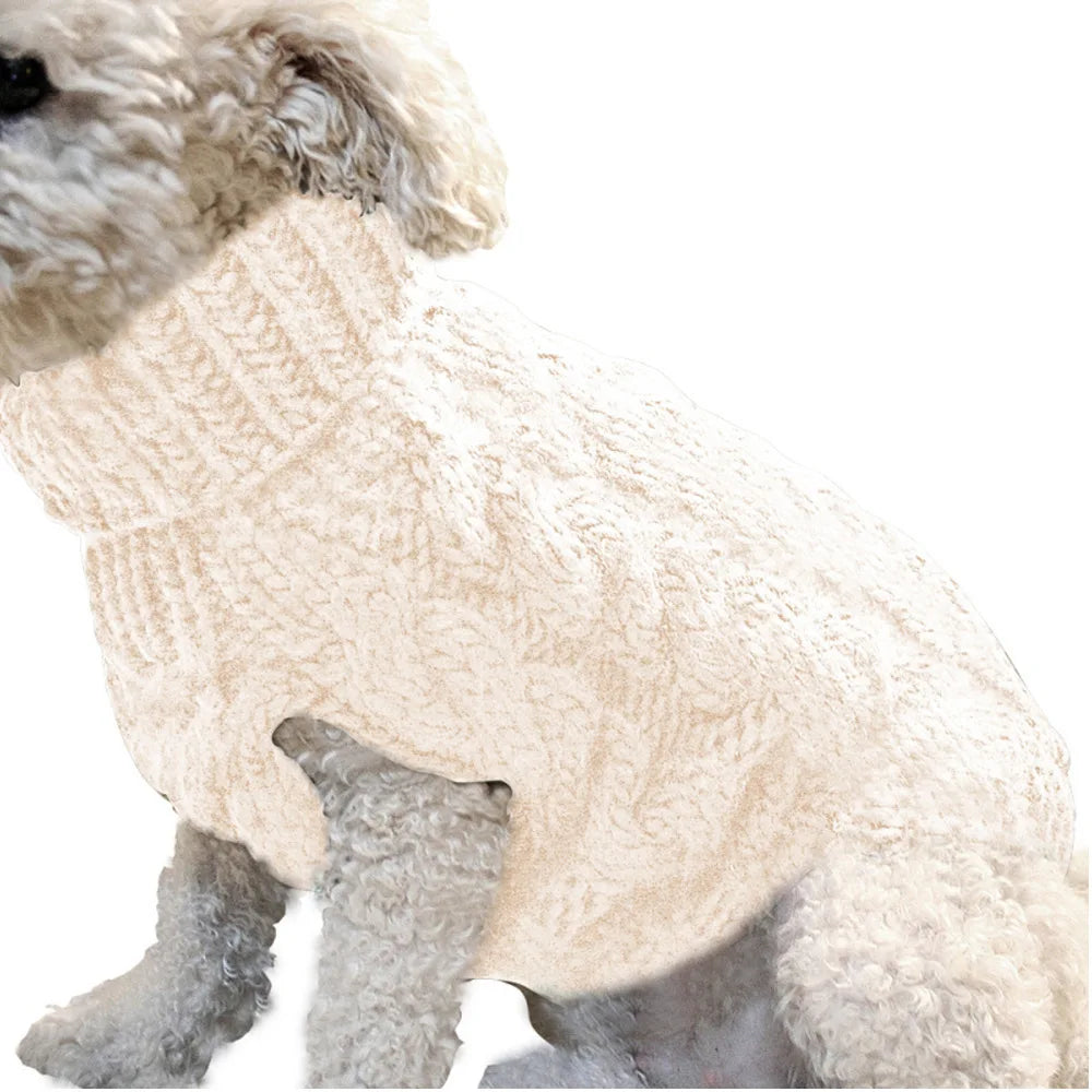 Solid Cable Knit Twist Dog Sweater – Autumn & Winter