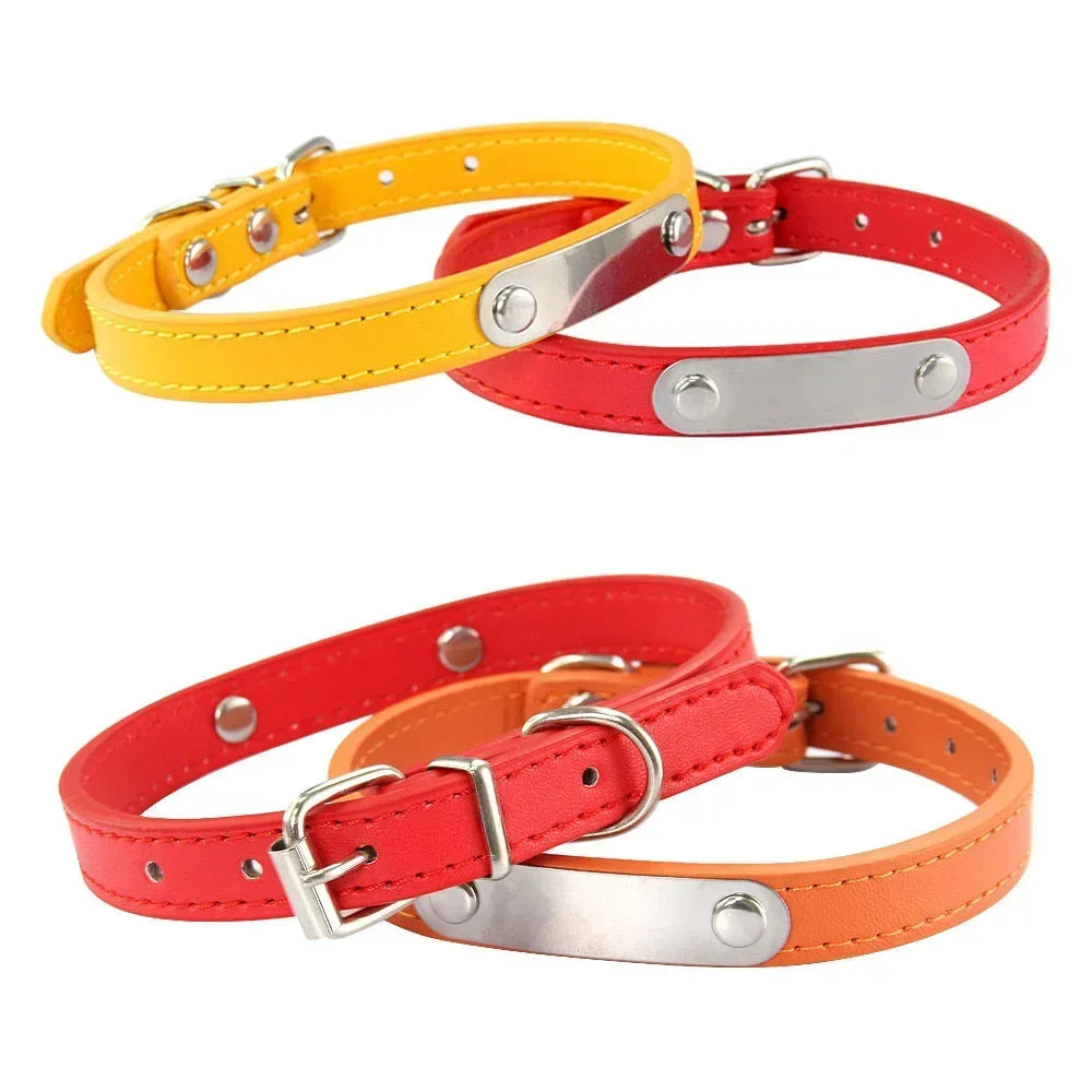 Personalized Leather ID Collar For Dogs & Cats
