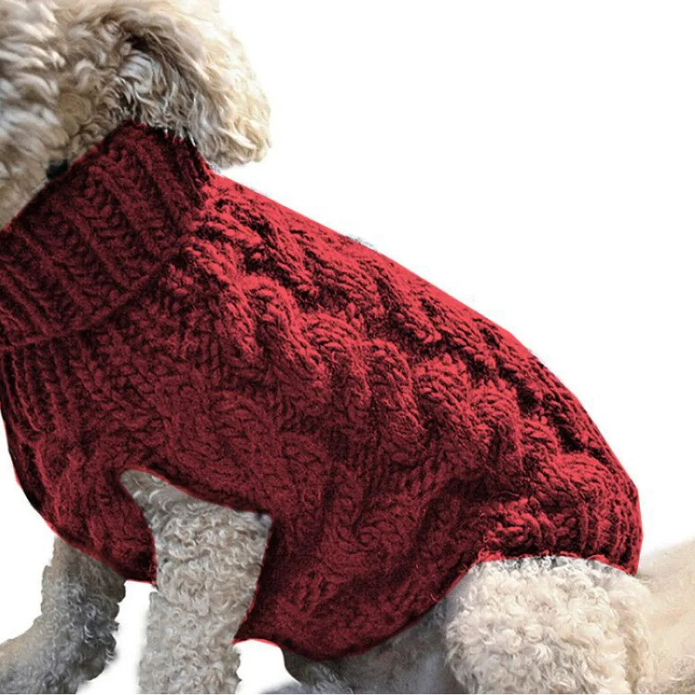 Solid Cable Knit Twist Dog Sweater – Autumn & Winter