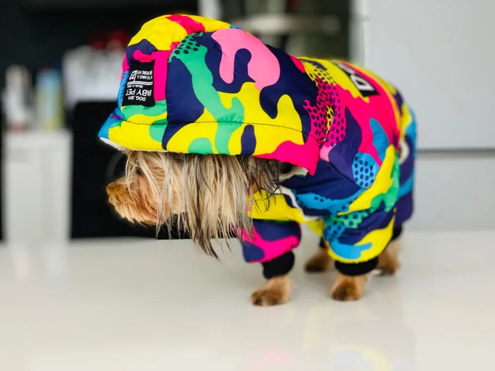 Cotton Winter Dog Coat – Star & Grid Patterns