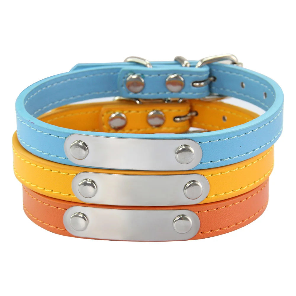 Personalized Leather ID Collar For Dogs & Cats