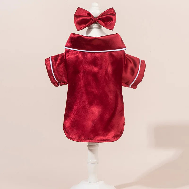 Dog Pajamas Set with Bow Headband