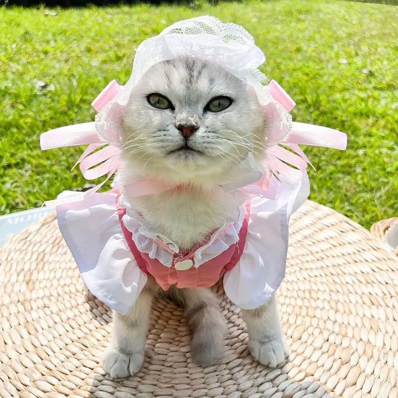 Maid Pet Dress with Leash Hook for Dogs & Cats