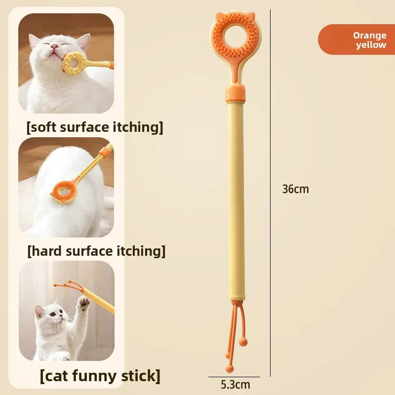 2-in-1 Retractable Cat Teaser & Massaging Toy