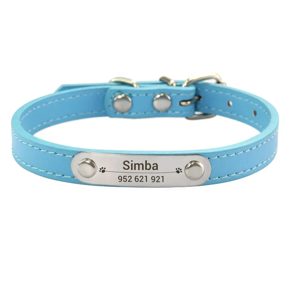 Personalized Leather ID Collar For Dogs & Cats