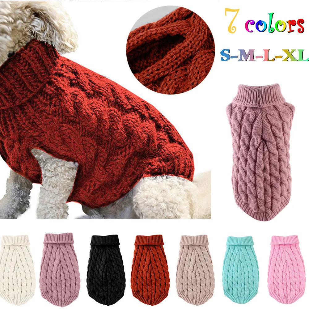 Solid Cable Knit Twist Dog Sweater – Autumn & Winter