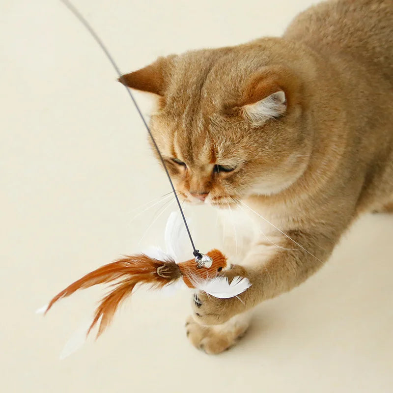 Feather Cat Wand with Bell & Suction Cup