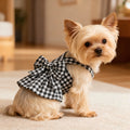 Plaid Pet Harness Dress with Big Bow 🎀