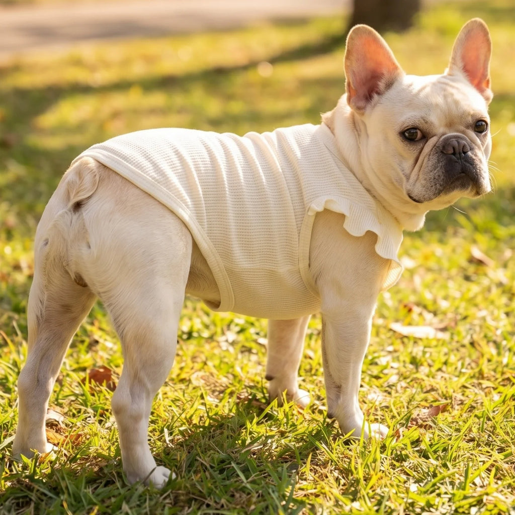 Cute Waffle Ruffle Sleeve Pet T-Shirt
