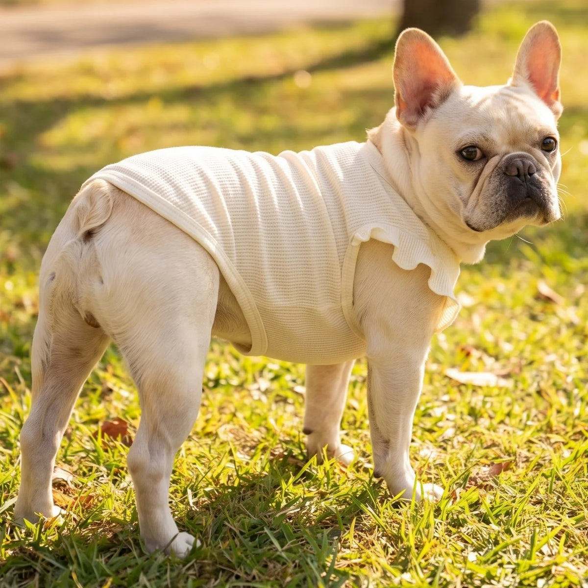 Cute Waffle Ruffle Sleeve Pet T-Shirt