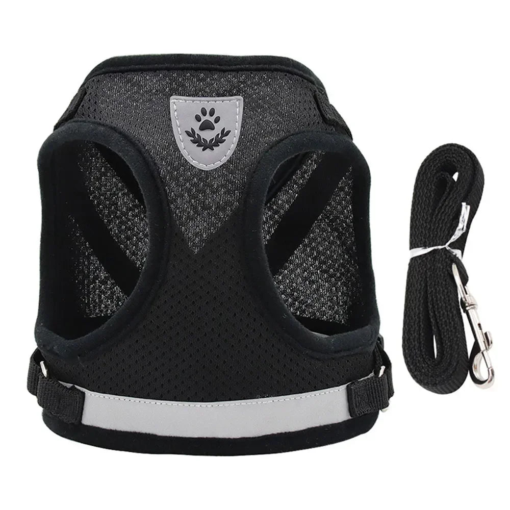 Adjustable Reflective Mesh Vest Harness & Leash Set for Cats & Small Dogs