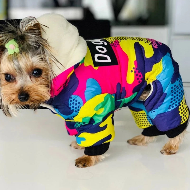 Cotton Winter Dog Coat – Star & Grid Patterns