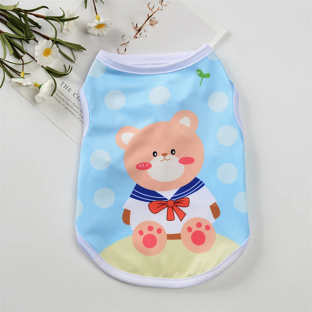 Cute Print Puppy Dog Vest Shirt