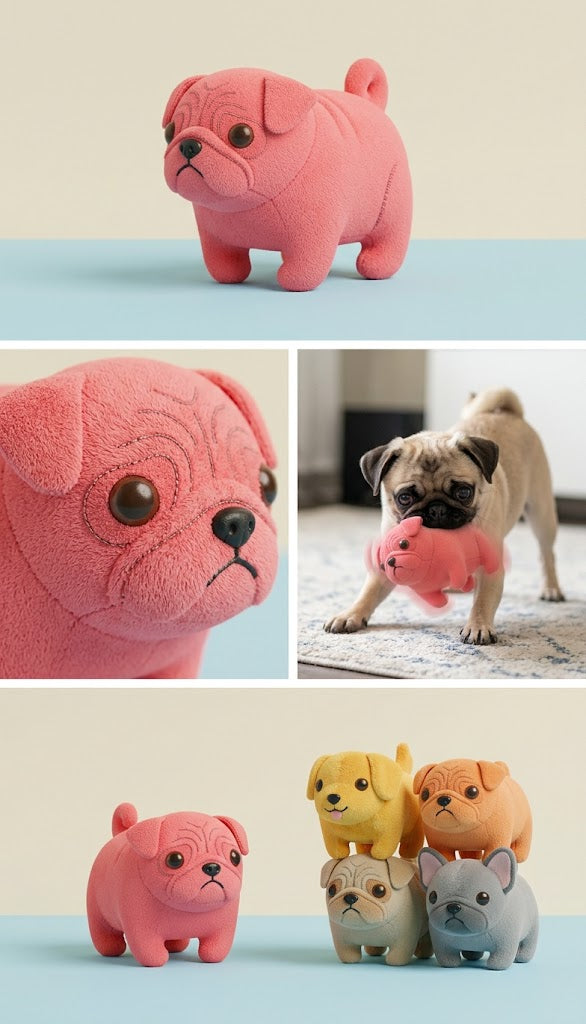Puglet Pink chew-resistant plush toy